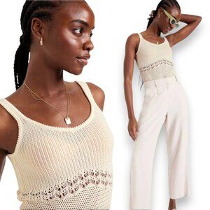 Old Navy Women’s Cream Sweater-Knit Tank Top, Size Small, 100% Cotton, Soft!